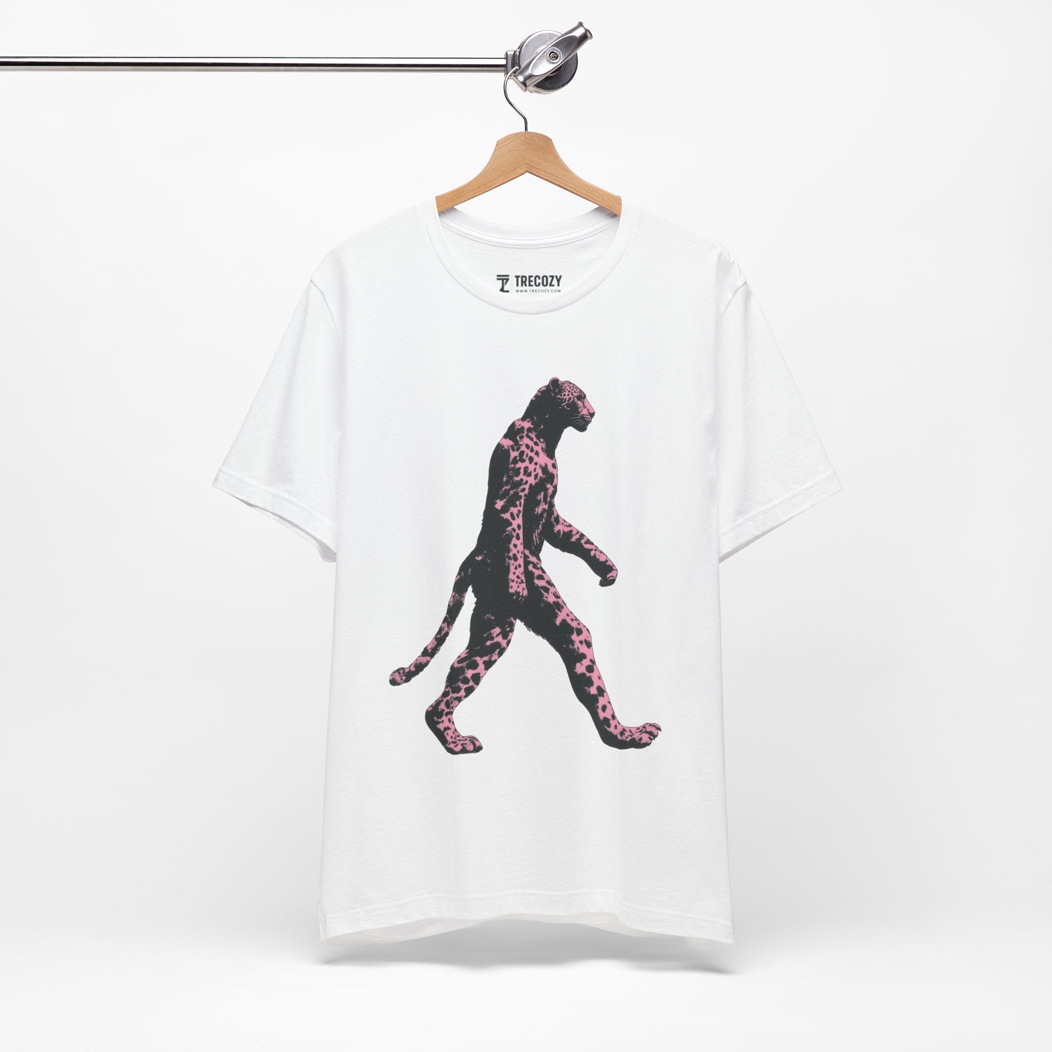 Pink Panthera Walk – Bold Leopard-Inspired T-Shirt, Fierce Urban Jungle Graphic Tee, Bold Animal Print Shirt