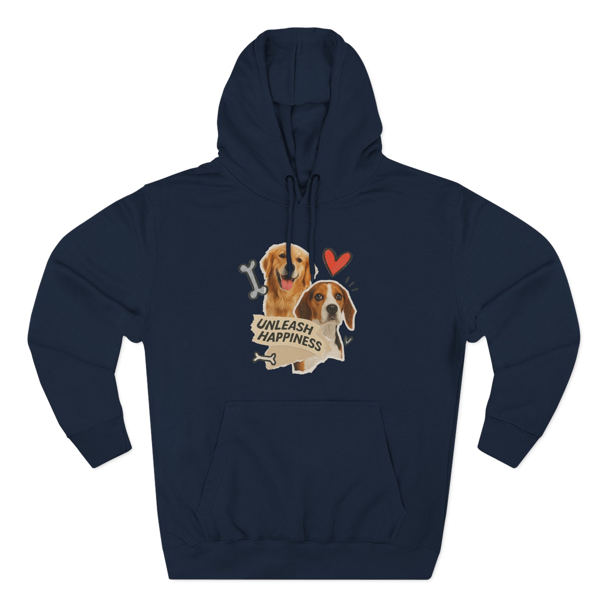 Dog Lover's Fleece Hoodie - Unleash Happiness, Pet Parent Gift, Cozy Dog Sweatshirt, Animal Lover Wardrobe, Comfortable Hooded Sweatshirt