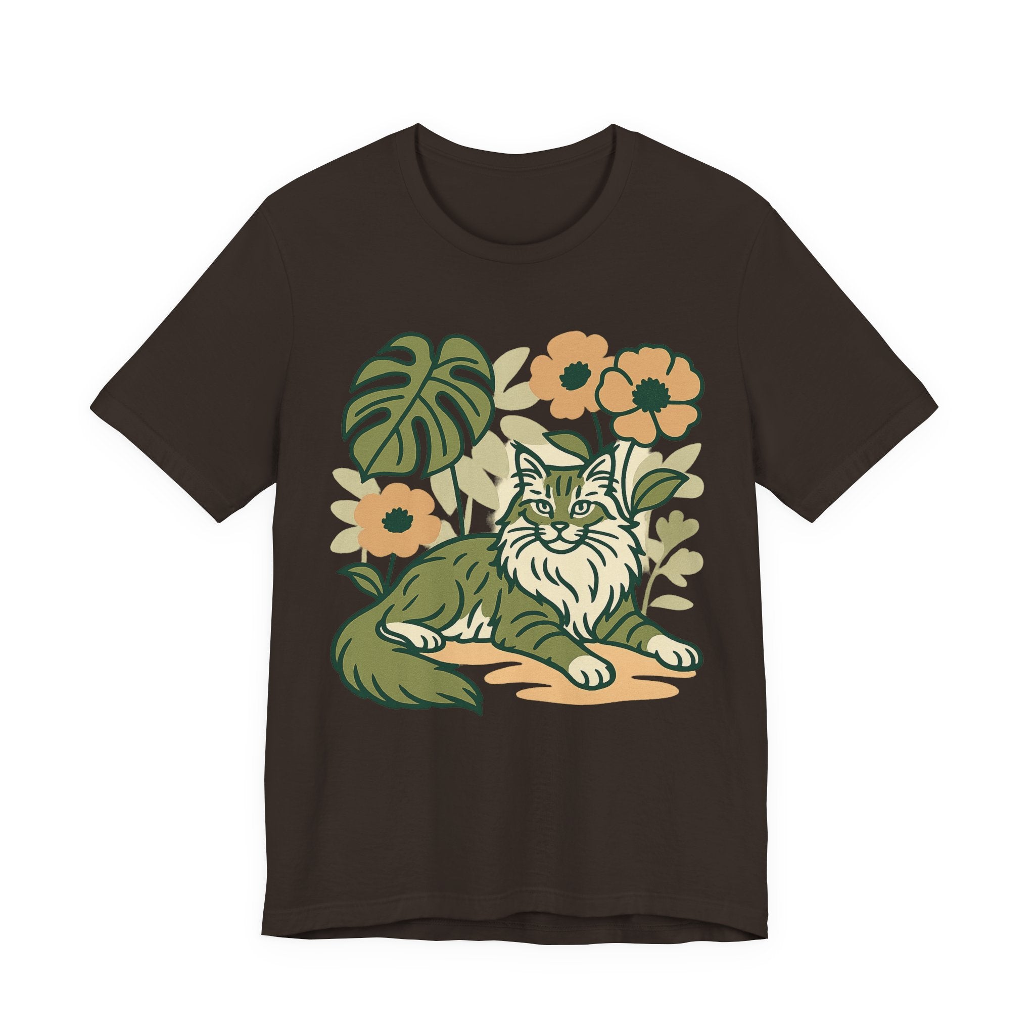Cat with Plants Tee, Unisex Graphic Shirt, Pawsome Travel Shirt, Pet Lover Gift, Outdoor Adventure Apparel