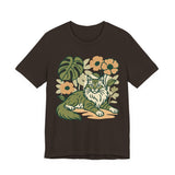 Cat with Plants Tee, Unisex Graphic Shirt, Pawsome Travel Shirt, Pet Lover Gift, Outdoor Adventure Apparel