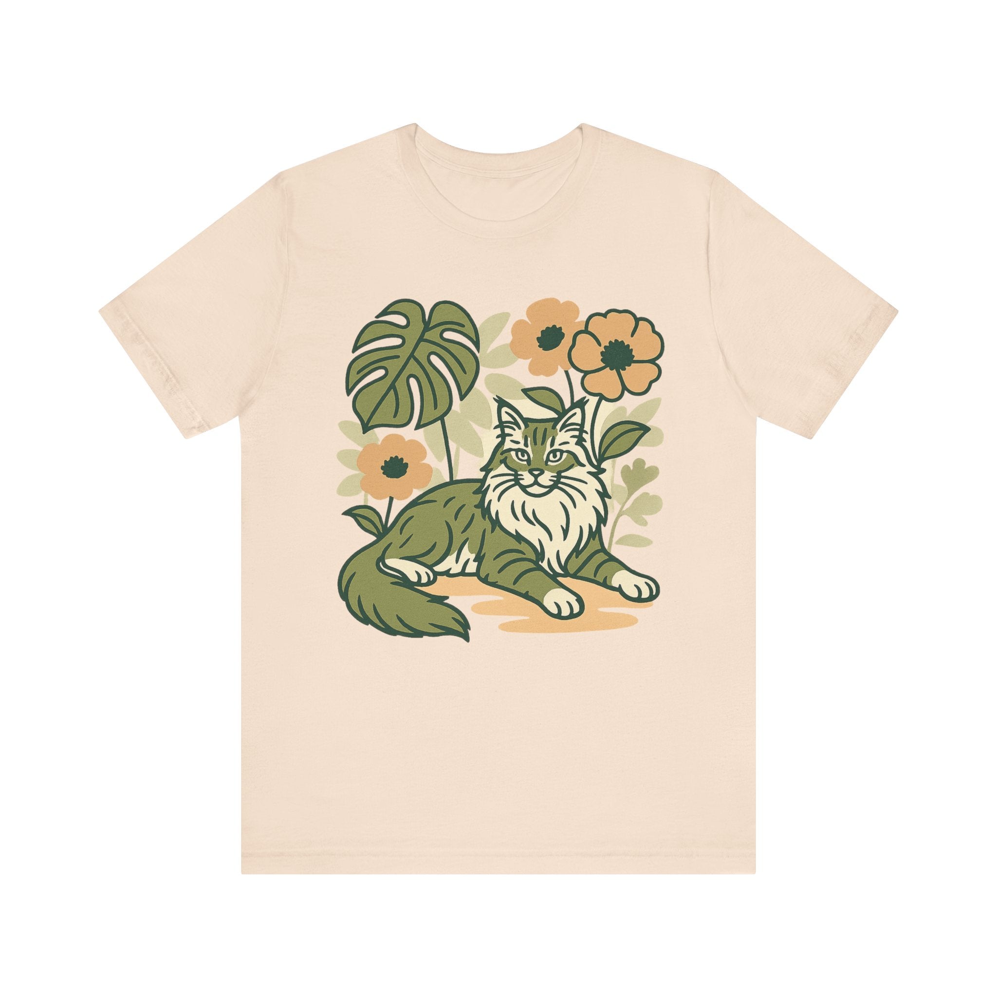 Cat with Plants Tee, Unisex Graphic Shirt, Pawsome Travel Shirt, Pet Lover Gift, Outdoor Adventure Apparel