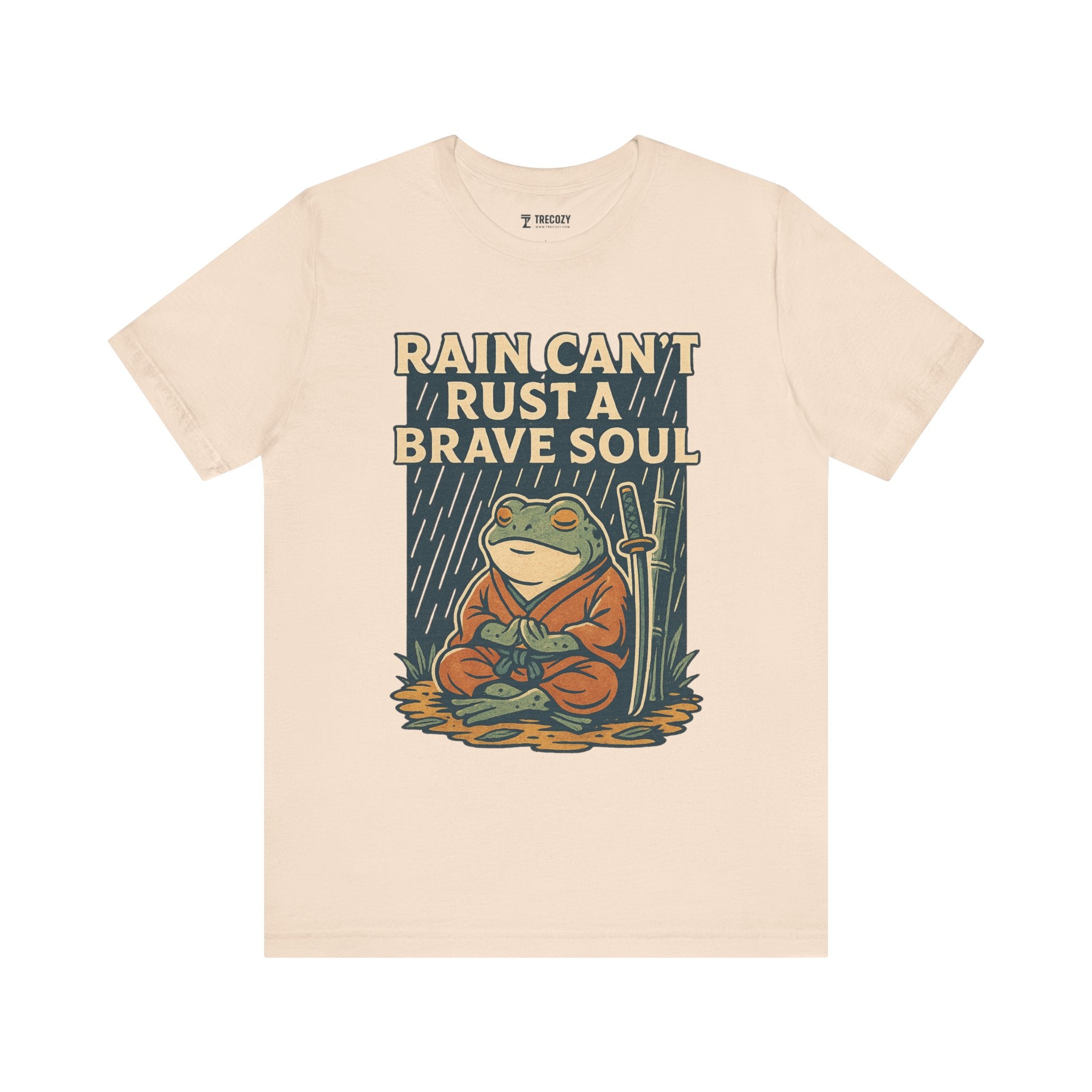 Rain Can’t Rust a Brave Soul – Japanese Ukiyo-e Samurai Frog T-Shirt, Zen Warrior Graphic Tee