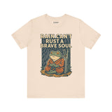 Rain Can’t Rust a Brave Soul – Japanese Ukiyo-e Samurai Frog T-Shirt, Zen Warrior Graphic Tee