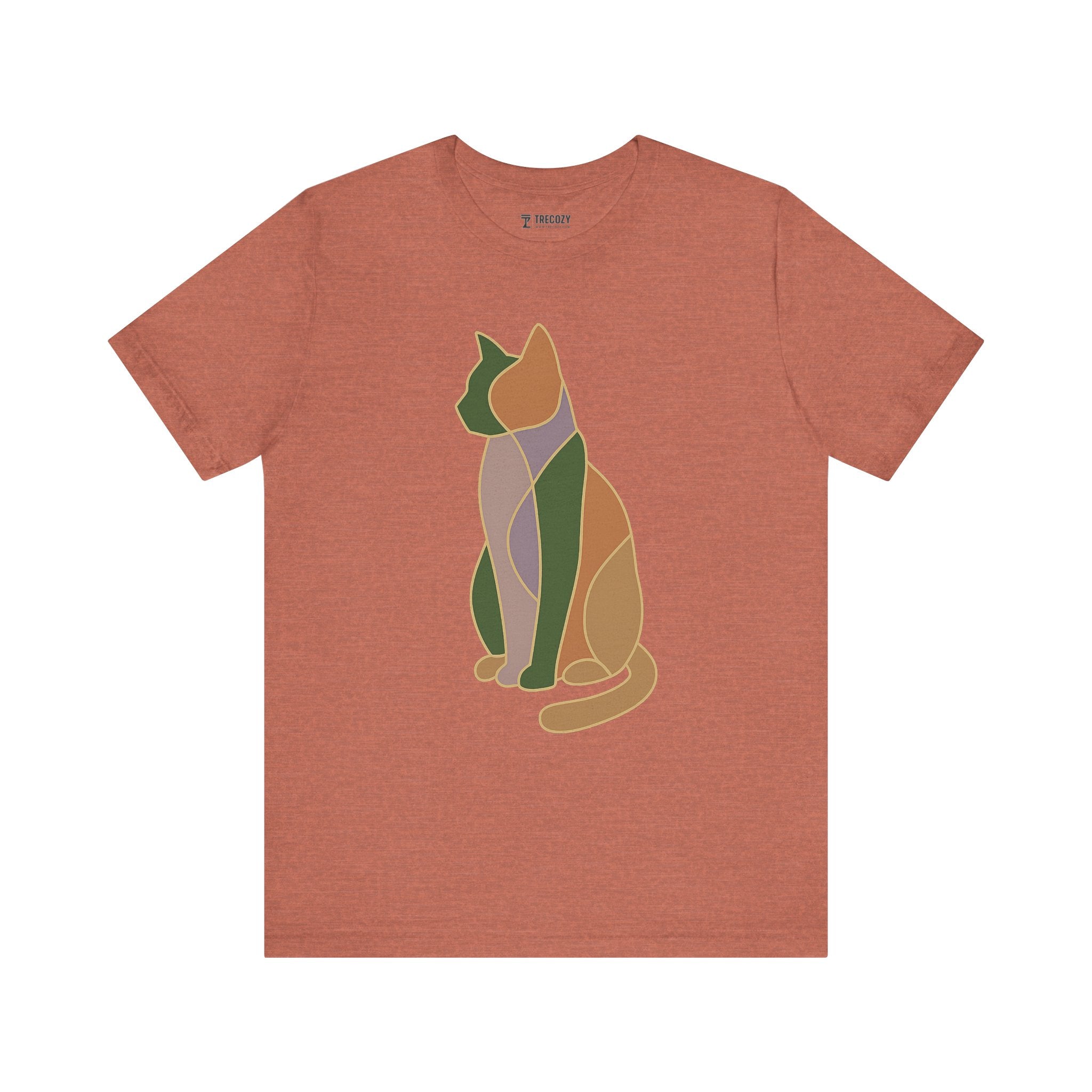 Colorful Geometric Cat Tee, Cozy Cat Lover Shirt, Gift for Pet Owners, Trending Cute Animal Top, Cute Cat Tee