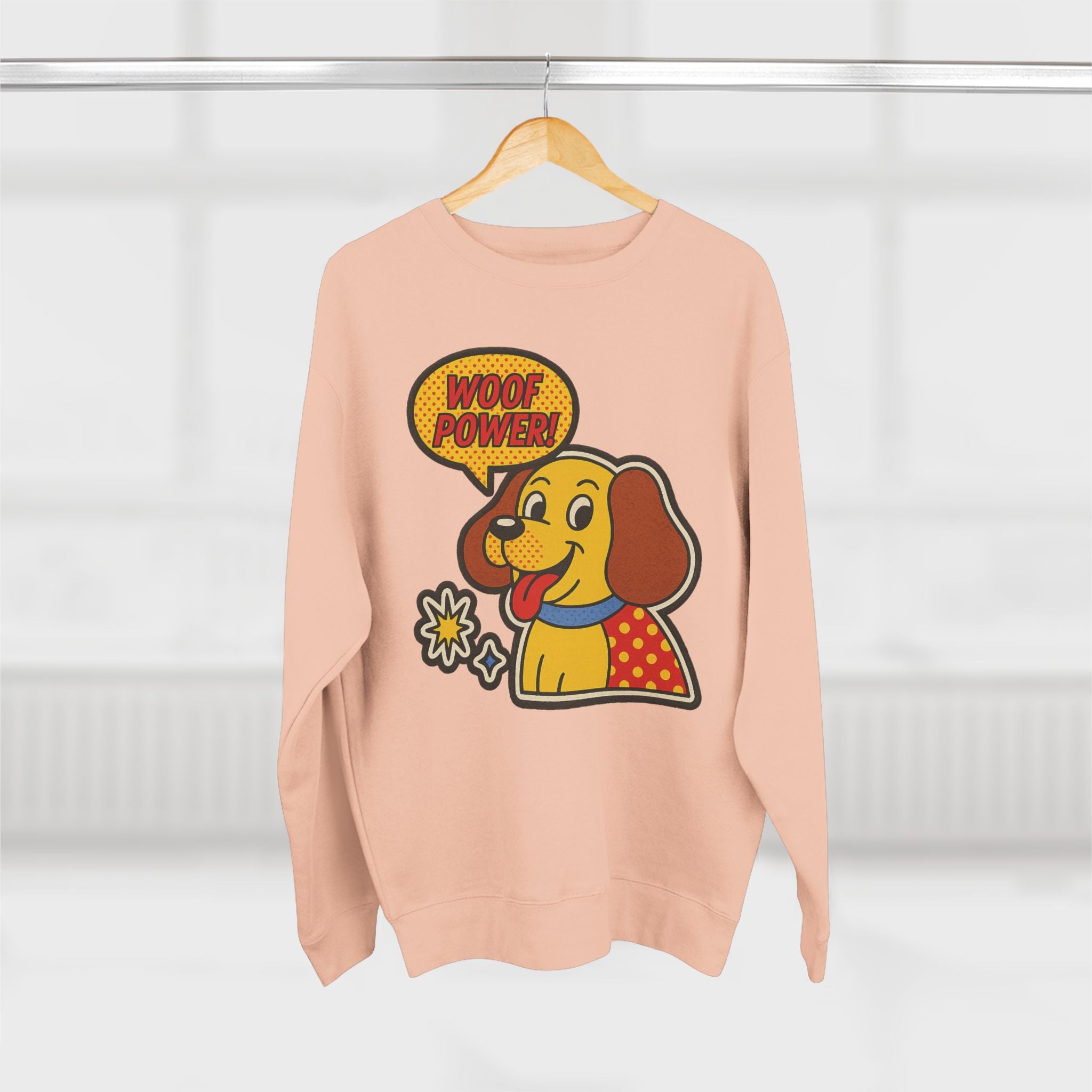 Woof Power Dog Sweatshirt, Funny Pet Lover Gift, Cute Unisex Crewneck, Animal Lover Apparel, Cozy Gift for Dog Owners