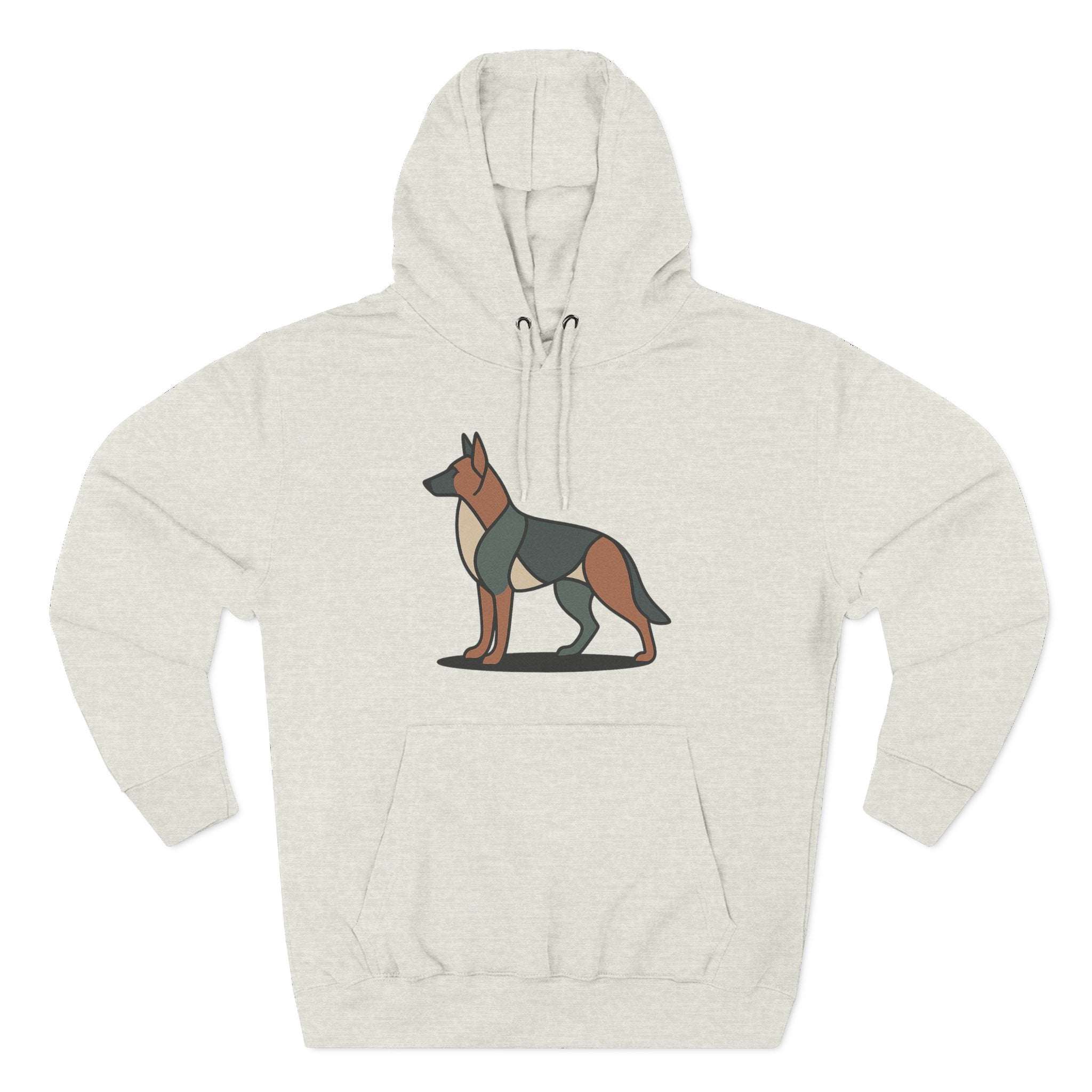 Geometric German Shepherd Signature Fleece Hoodie with Back Print - Pet Parent Gift, Cozy Dog Hoodies, Animal Lover Wardrobe, Comfortable Hooded Sweatshirt Musthaves