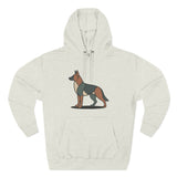 Geometric German Shepherd Signature Fleece Hoodie with Back Print - Pet Parent Gift, Cozy Dog Hoodies, Animal Lover Wardrobe, Comfortable Hooded Sweatshirt Musthaves