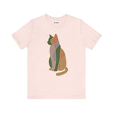 Colorful Geometric Cat Tee, Cozy Cat Lover Shirt, Gift for Pet Owners, Trending Cute Animal Top, Cute Cat Tee