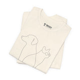 Cute Pet Outline Unisex Tee, Dog Lover Gift, Cat Mom Shirt, Animal Lover Apparel, Everyday Casual Wear, Animal Adoption Awareness