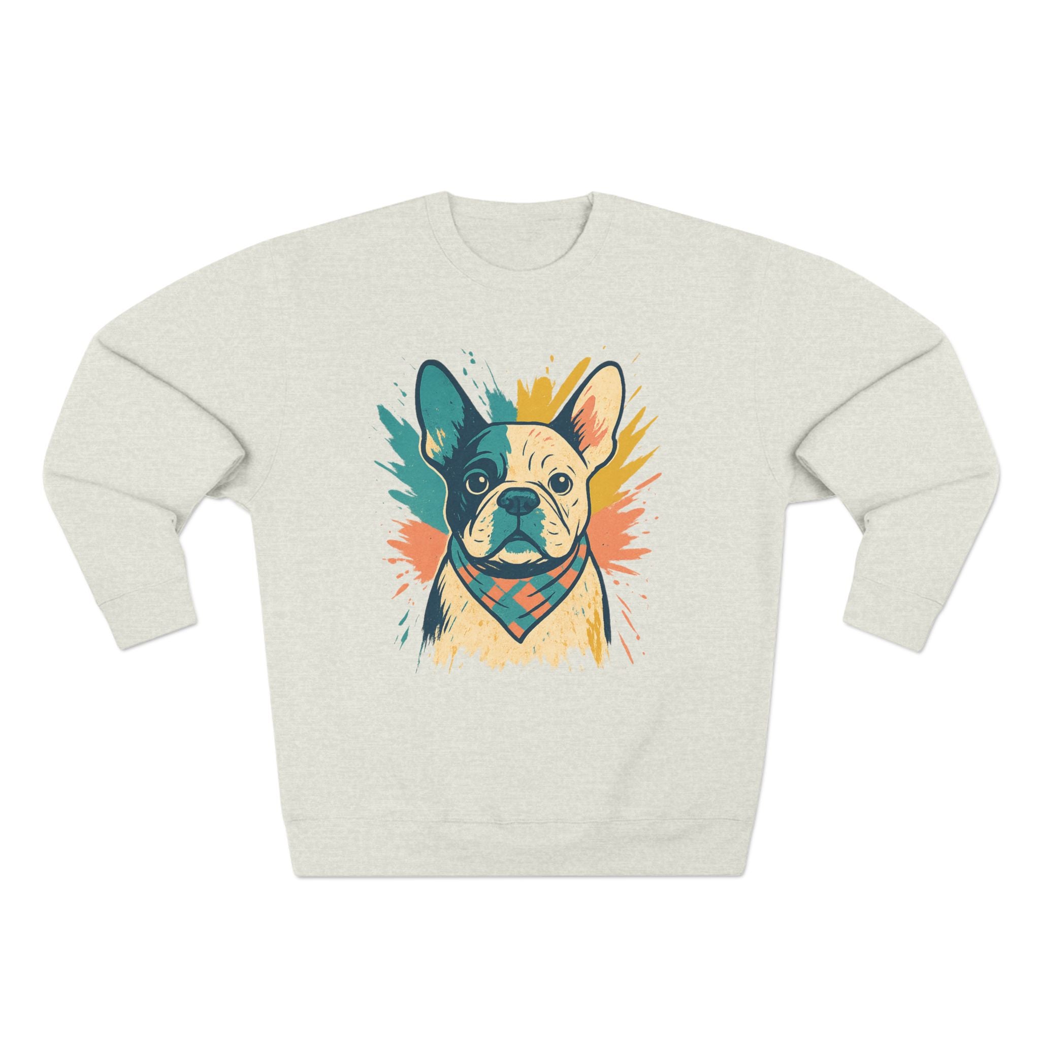 Colorful French Bulldog Crewneck Sweatshirt, Dog Lover Gift, Casual Outfit, Pet Parent Apparel, Animal Art Apparel