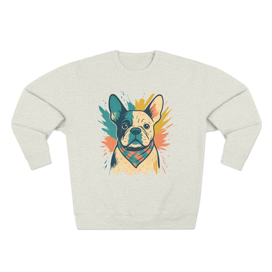 Colorful French Bulldog Crewneck Sweatshirt, Dog Lover Gift, Casual Outfit, Pet Parent Apparel, Animal Art Apparel