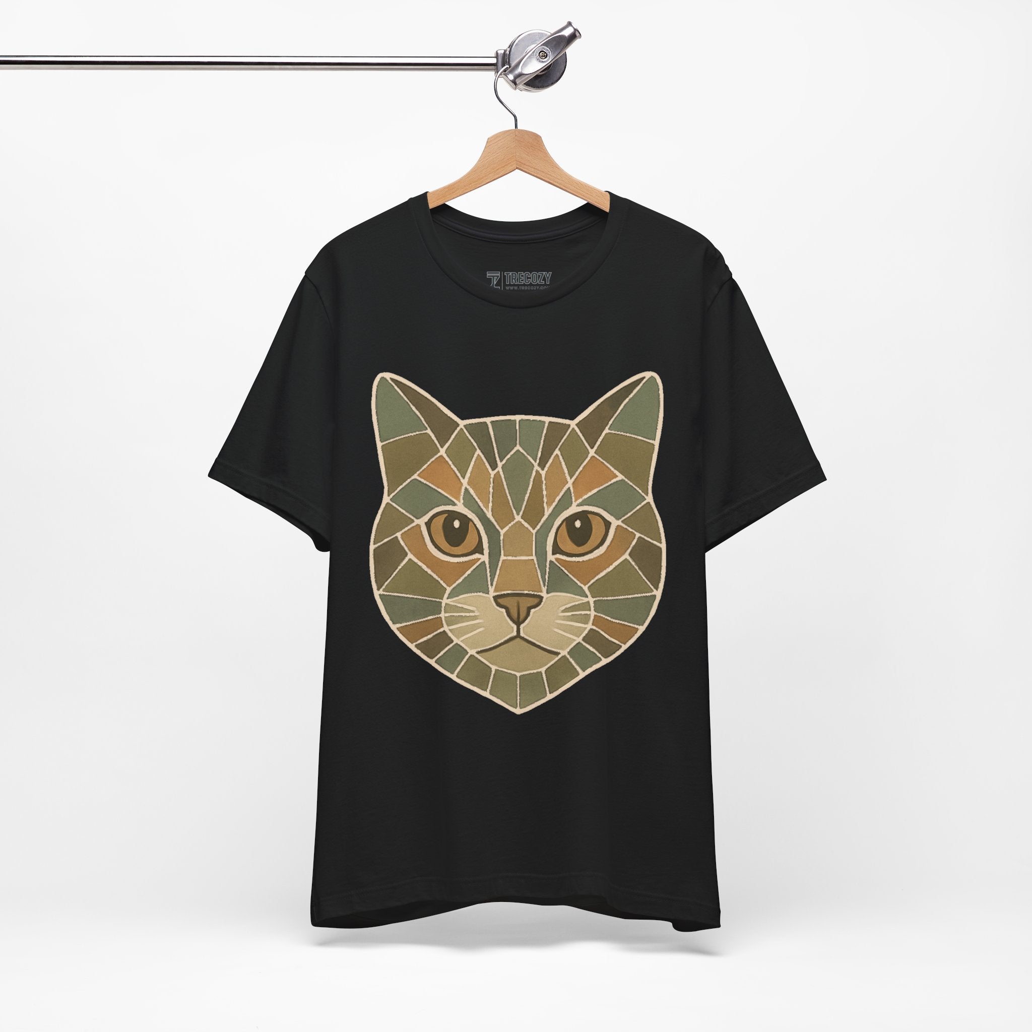 Geometric Cat Tee, Cozy TShirt, Gift for Pet Owners, Trending Cute Animal Top, Cute Cat Tshirt