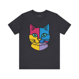 Colorful Cat Tee, Cozy Cat Lover Shirt, Gift for Pet Owners, Trending Cute Animal Top, Nature Inspired Fashion