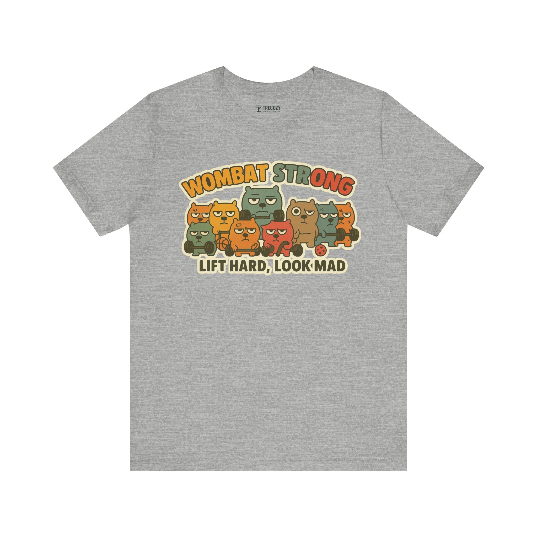 Wombat Strong – Funny Gym Animal T-Shirt, Lift Hard Look Mad Cartoon Graphic Tee