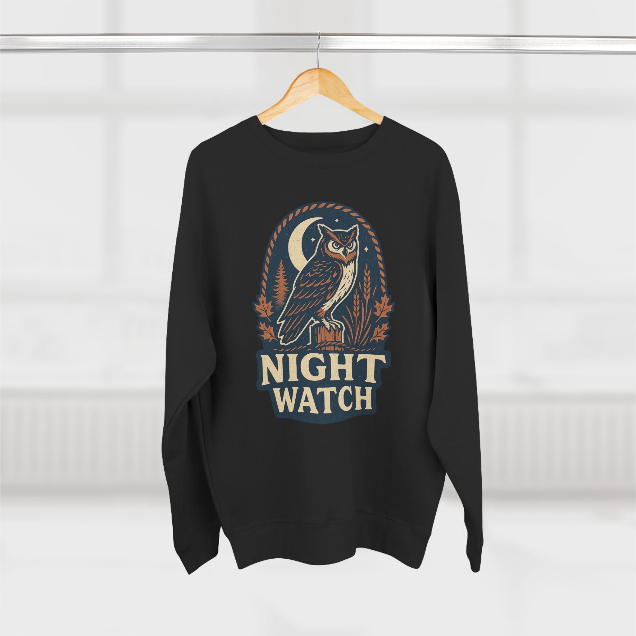 Night Watch Owl Sweatshirt - Unisex Cozy Crewneck, Fall Fashion, Halloween Gift, Nature Lover Apparel, Casual Style