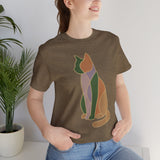 Colorful Geometric Cat Tee, Cozy Cat Lover Shirt, Gift for Pet Owners, Trending Cute Animal Top, Cute Cat Tee