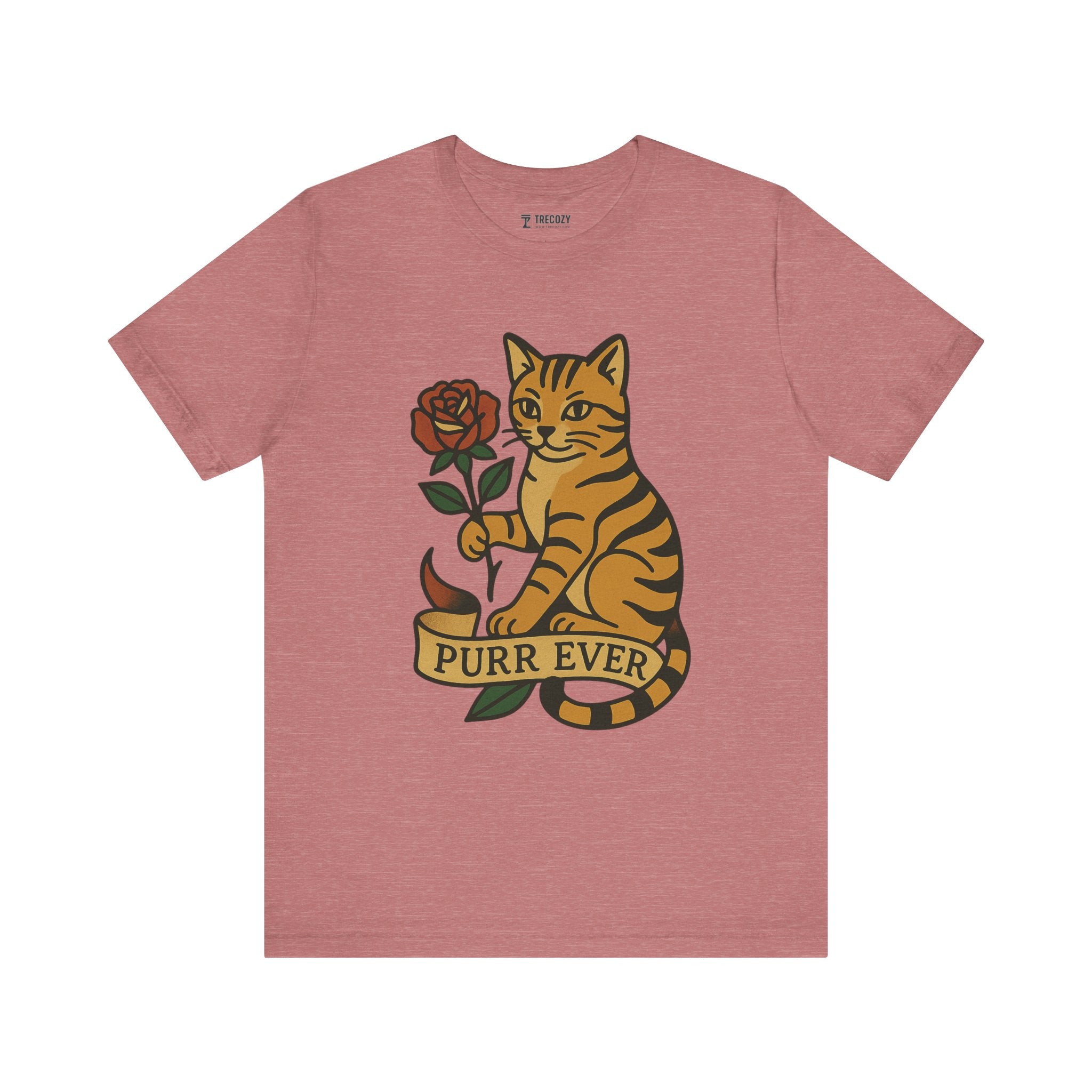 Purr Ever Cat Tee, Cozy Cat Lover Shirt, Gift for Pet Owners, Cute Animal Top, Cat with Flowers