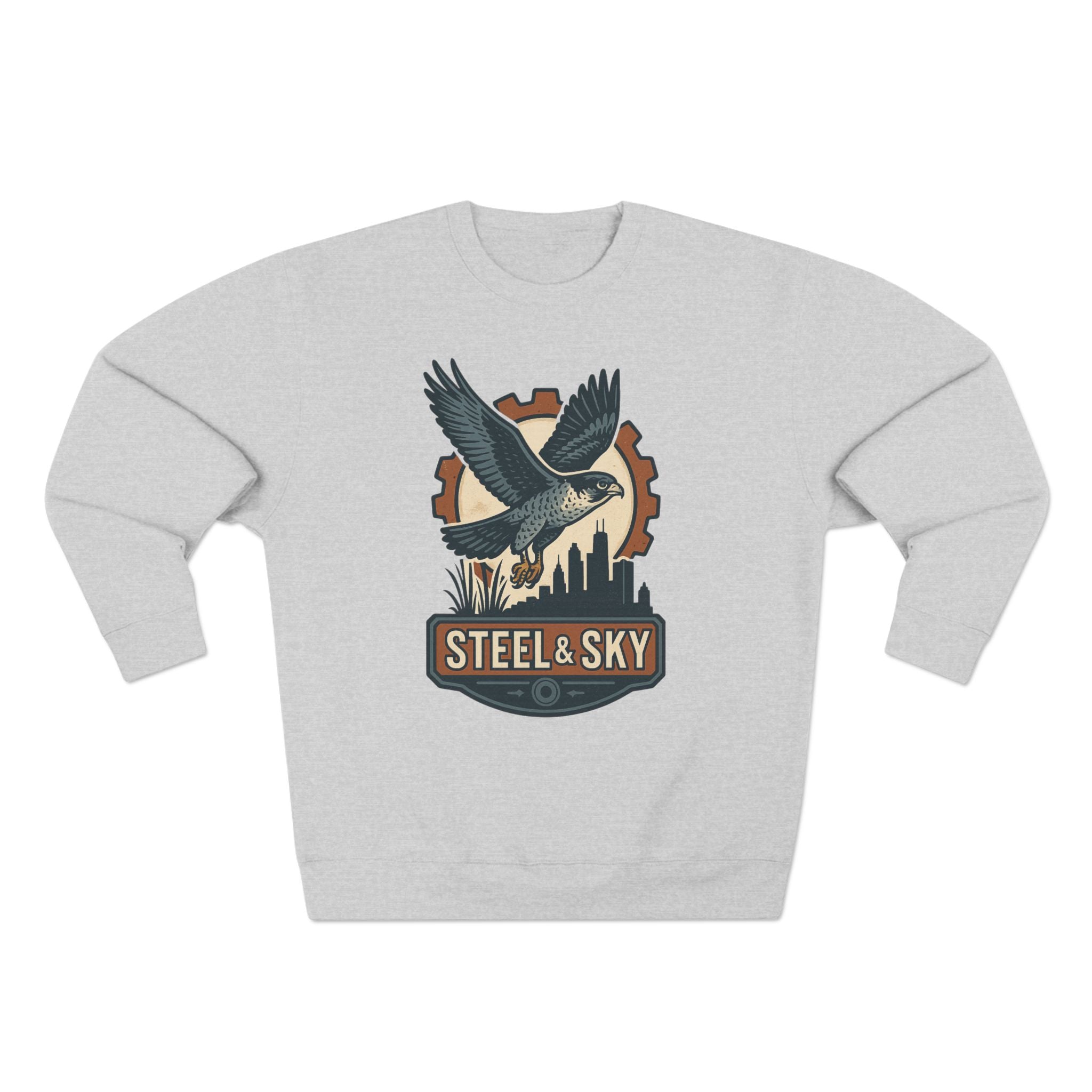 Steel And Sky Unisex Crewneck Sweatshirt - Cozy Fall Wear, Nature Lover Gift, Perfect for Halloween, Casual Comfy Style