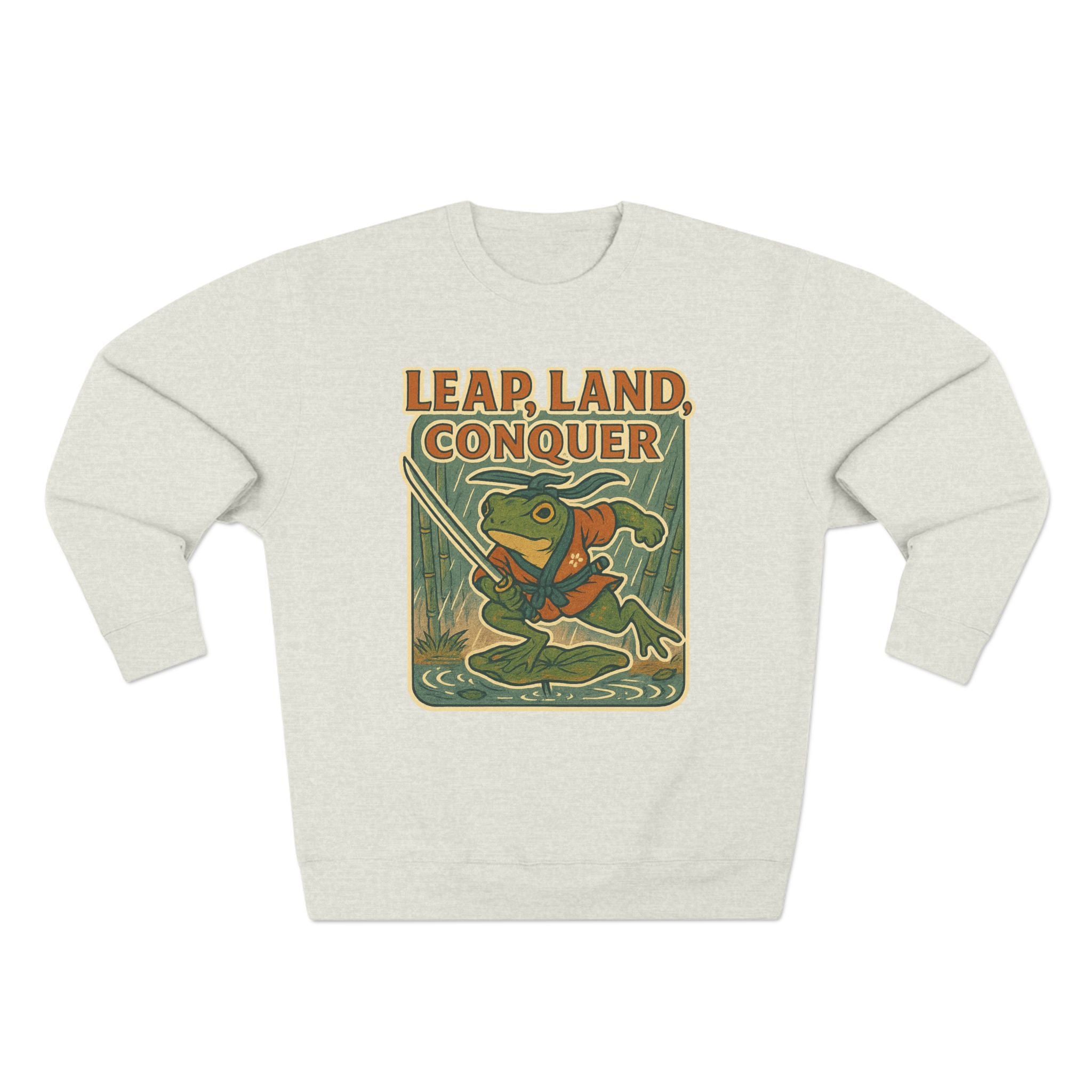 Ukiyo-e Whimsical Frog Adventure Sweatshirt | Leap Land Conquer Unisex Crewneck | Perfect for Nature Lovers, Gift for Friends, Cozy Casual Wear