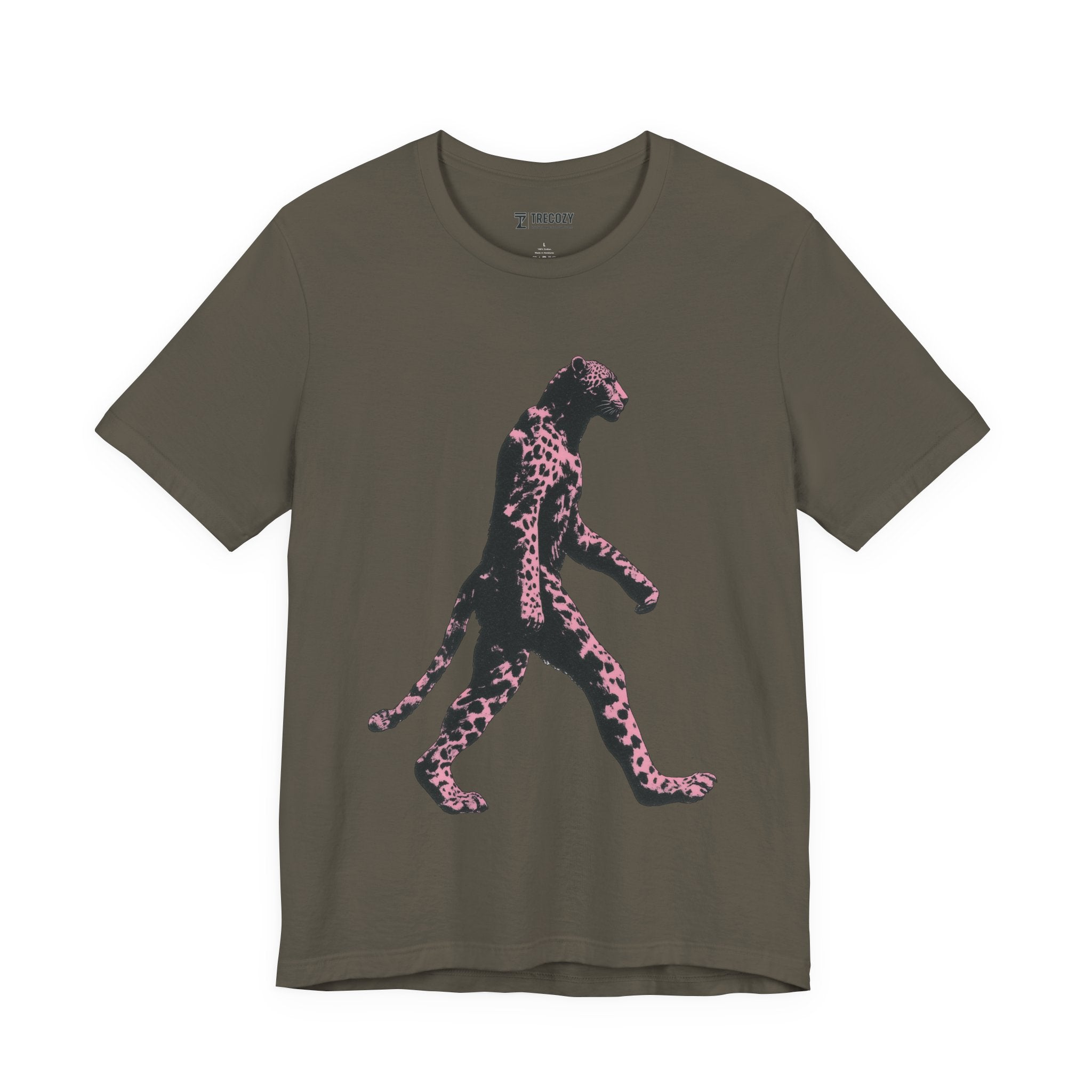 Pink Panthera Walk – Bold Leopard-Inspired T-Shirt, Fierce Urban Jungle Graphic Tee, Bold Animal Print Shirt