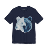 Bear & Fish Duality – Artistic Wildlife Fusion T-Shirt, Nature-Inspired Graphic Tee