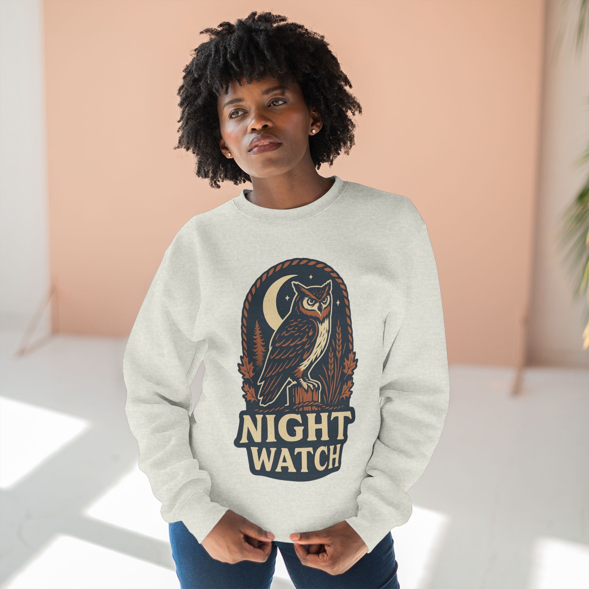 Night Watch Owl Sweatshirt - Unisex Cozy Crewneck, Fall Fashion, Halloween Gift, Nature Lover Apparel, Casual Style
