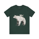 Geometric Bear & Fish – Hand-Drawn Abstract Wildlife T-Shirt, Modern Nature Graphic Tee, Wildlife Graphic Tee
