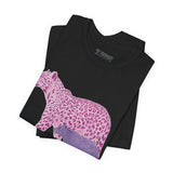 Leopard & Bear Duo – Artistic Wildlife T-Shirt, Bold Pink & Purple Animal Graphic Tee, Nature-Inspired Graphic Tee