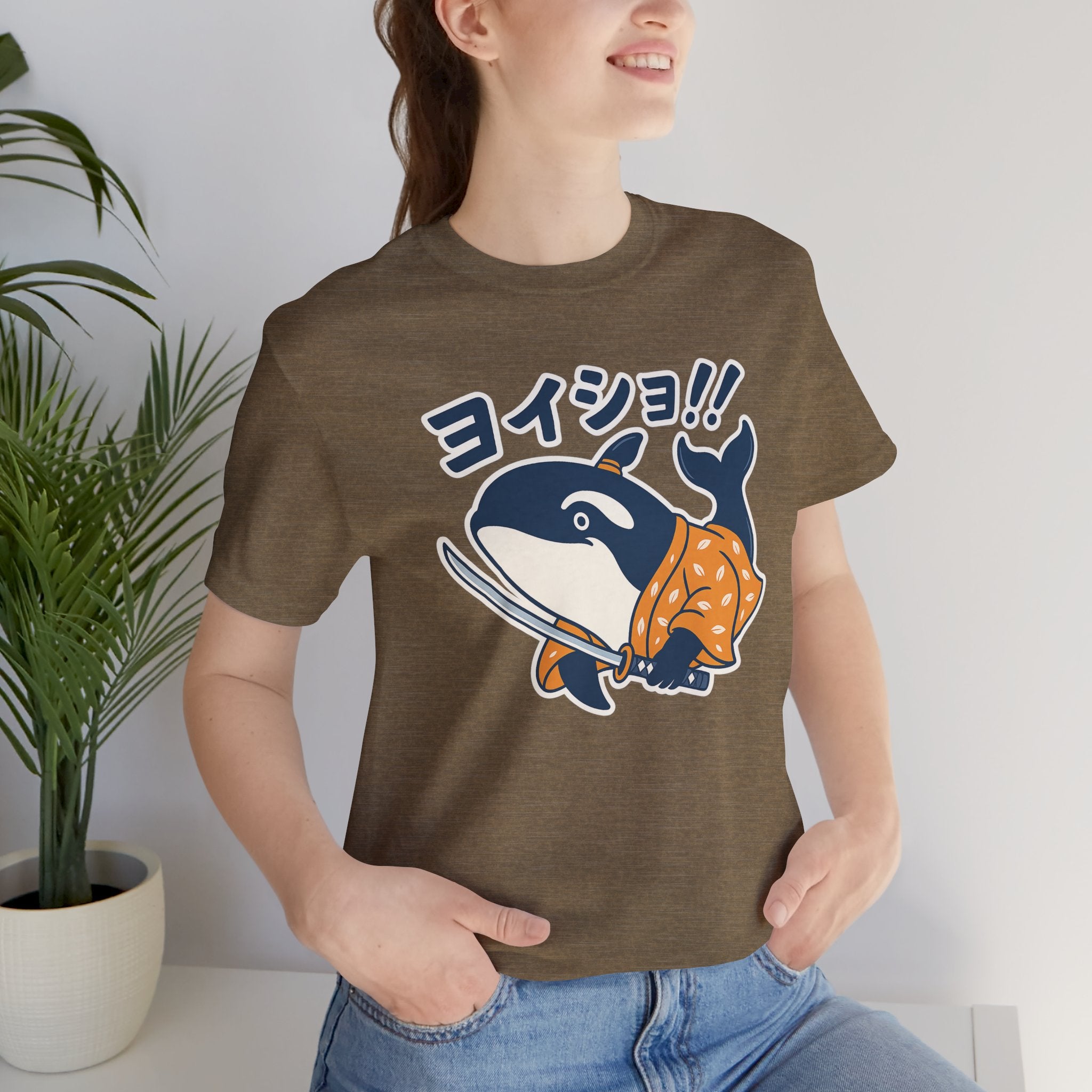 Orca Katana Shirt, Funny Animal Lover Tee, Cozy Gift for Samurai Lover, Kawaii Orca Whale Graphic Tee