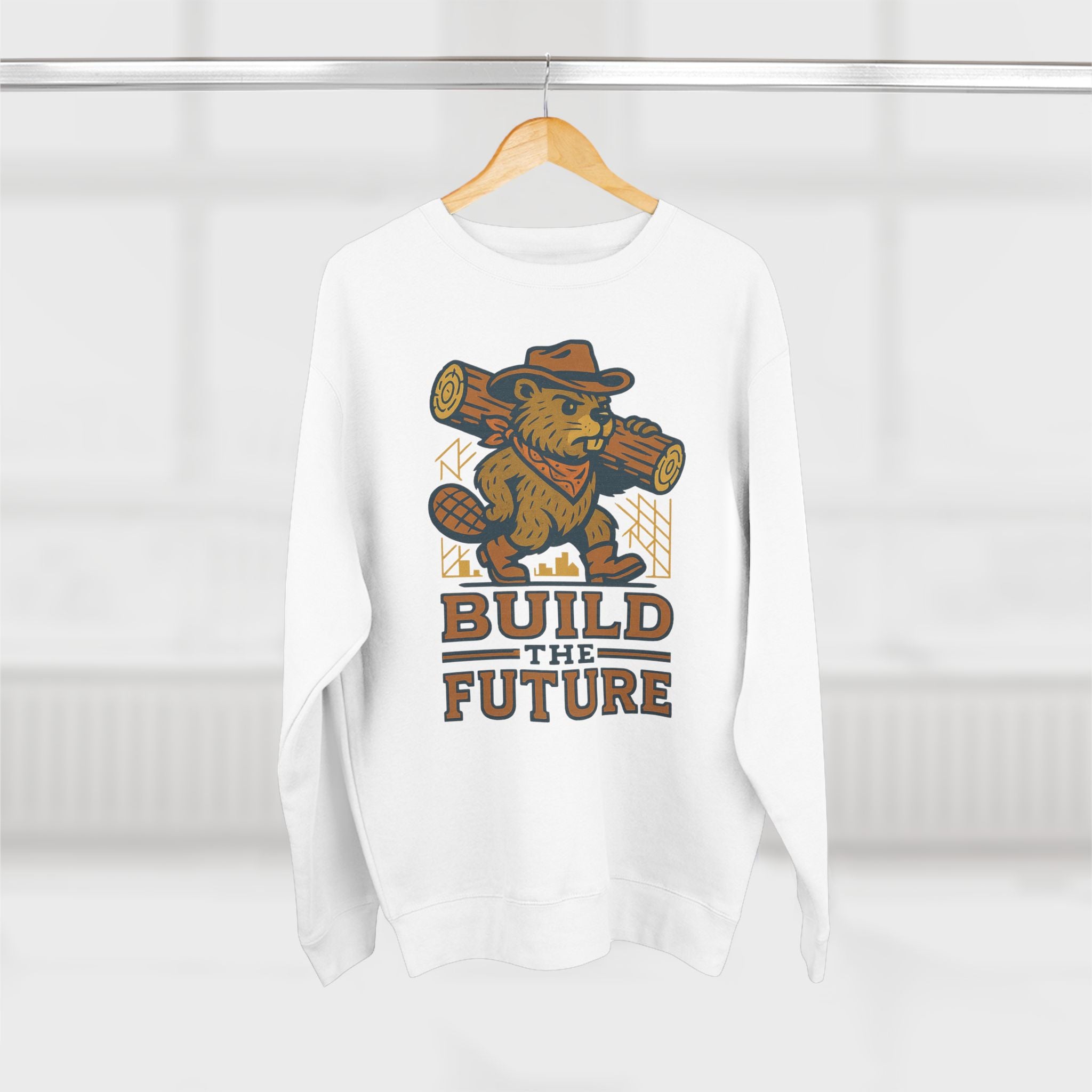 Cozy Unisex Beaver Crewneck Sweatshirt - Build the Future, Inspirational Gift for Dreamers, Casual Layer for Nature Lovers, Comfortable