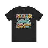 Catitude Purr More Stress Less Cat Tee, Cozy Cat Lover Shirt, Gift for Pet Owners, Trending Cute Animal Top, Cute Cat Tee