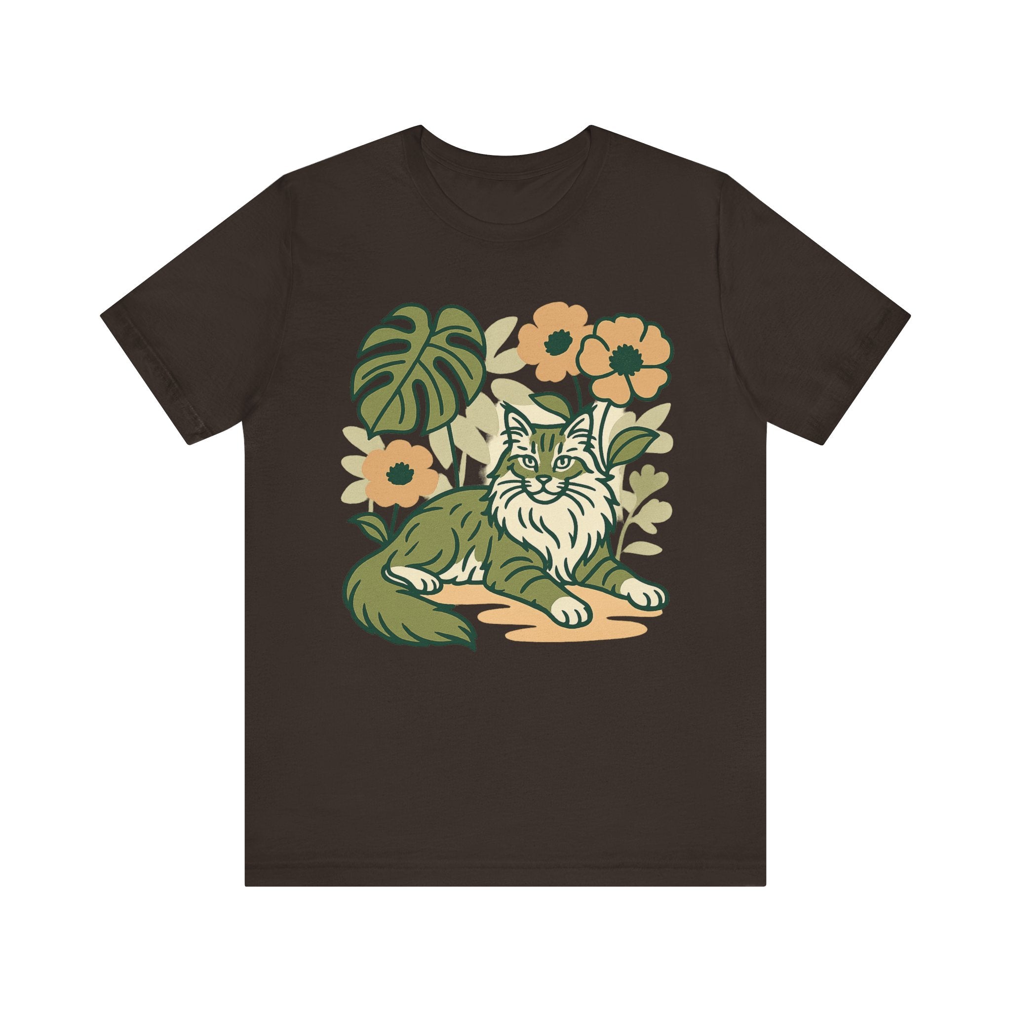 Cat with Plants Tee, Unisex Graphic Shirt, Pawsome Travel Shirt, Pet Lover Gift, Outdoor Adventure Apparel