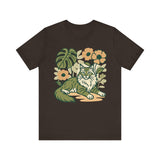 Cat with Plants Tee, Unisex Graphic Shirt, Pawsome Travel Shirt, Pet Lover Gift, Outdoor Adventure Apparel