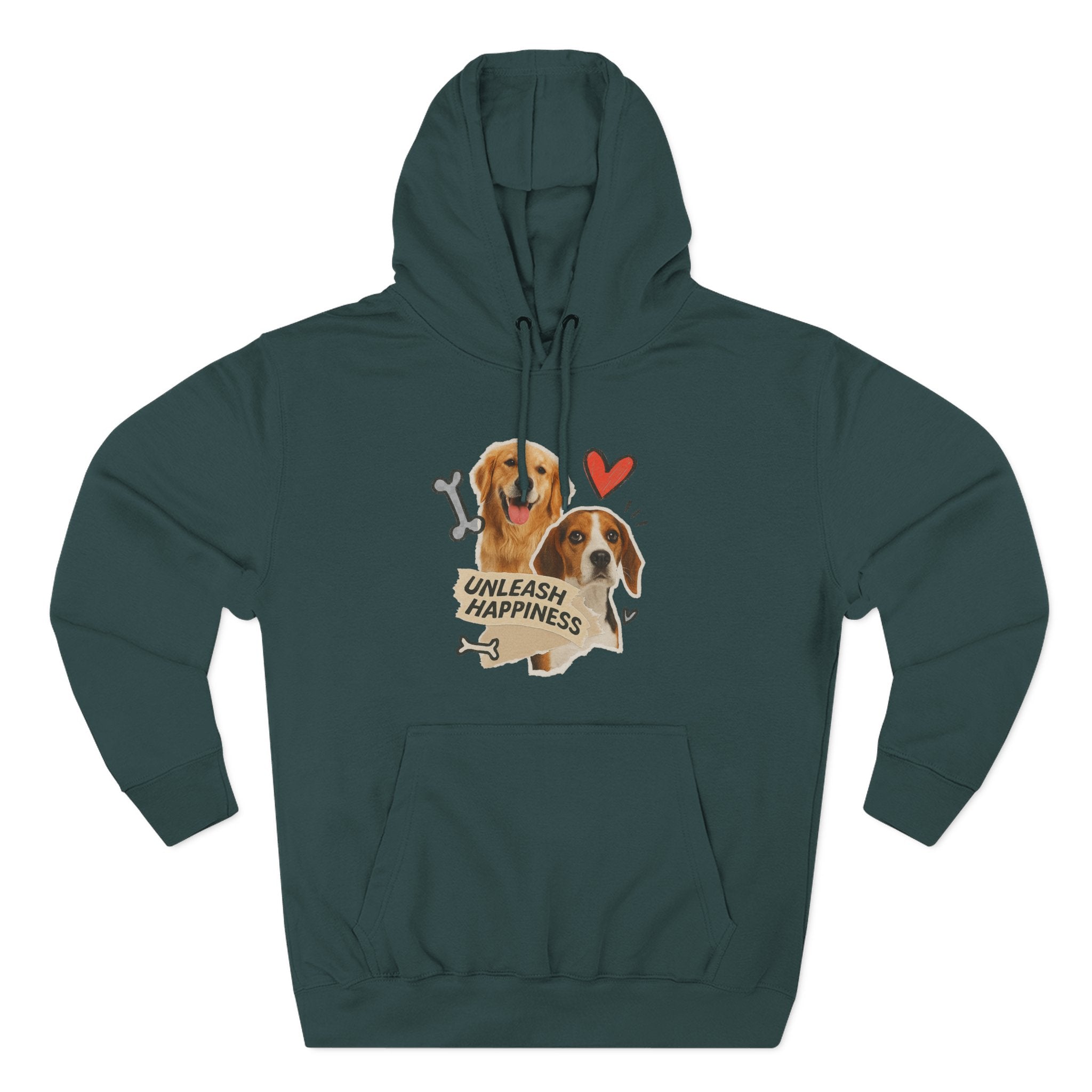 Dog Lover's Fleece Hoodie - Unleash Happiness, Pet Parent Gift, Cozy Dog Sweatshirt, Animal Lover Wardrobe, Comfortable Hooded Sweatshirt