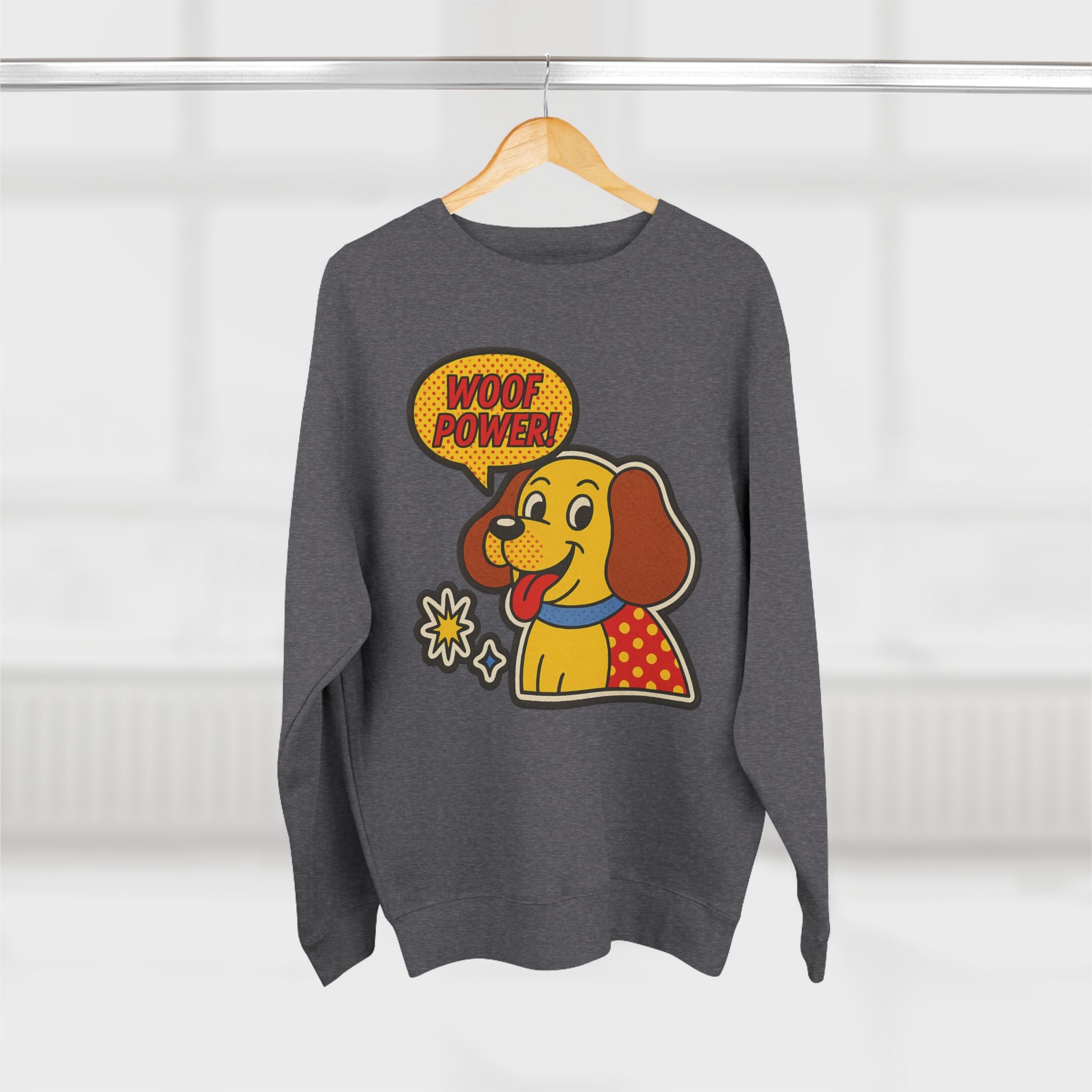 Woof Power Dog Sweatshirt, Funny Pet Lover Gift, Cute Unisex Crewneck, Animal Lover Apparel, Cozy Gift for Dog Owners