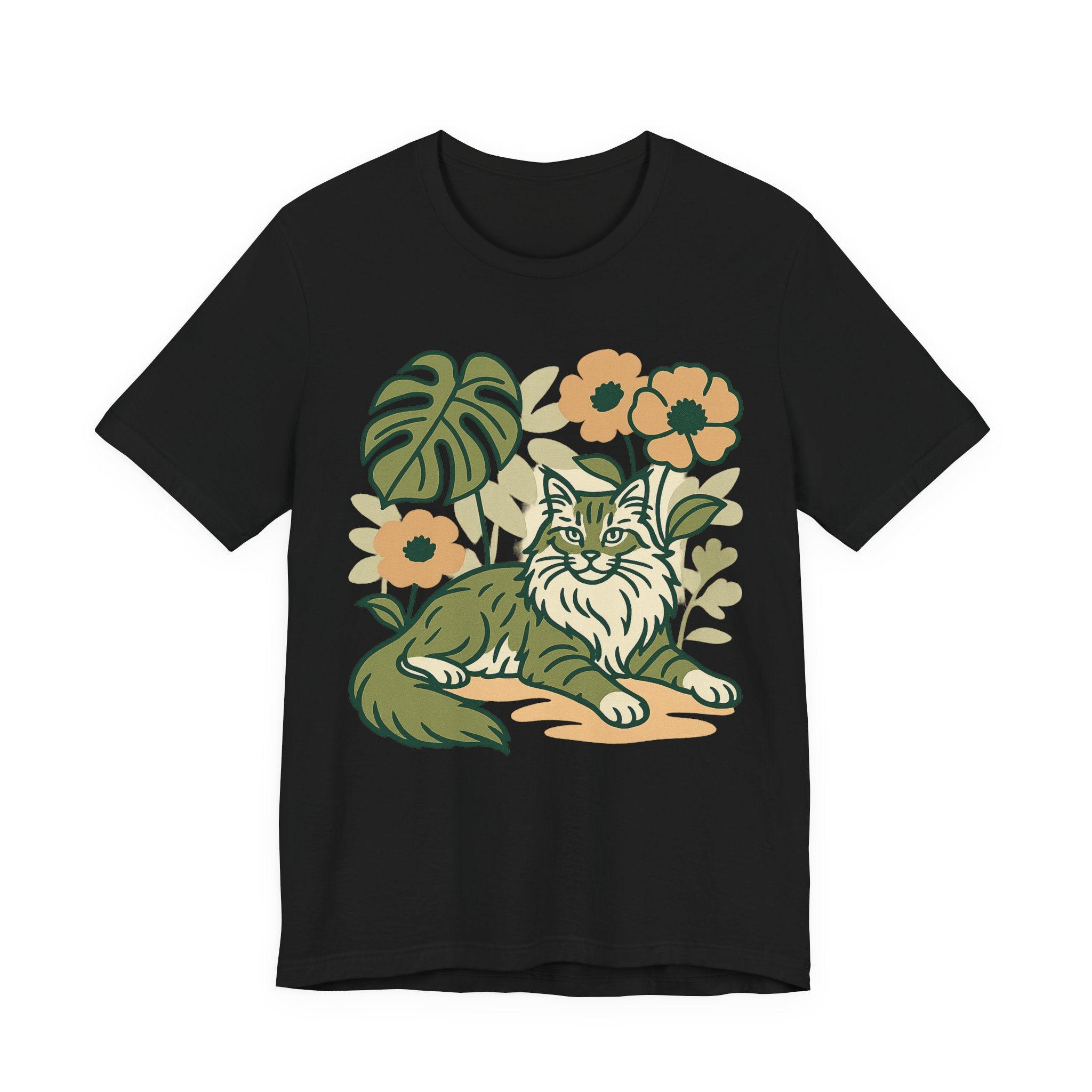 Cat with Plants Tee, Unisex Graphic Shirt, Pawsome Travel Shirt, Pet Lover Gift, Outdoor Adventure Apparel