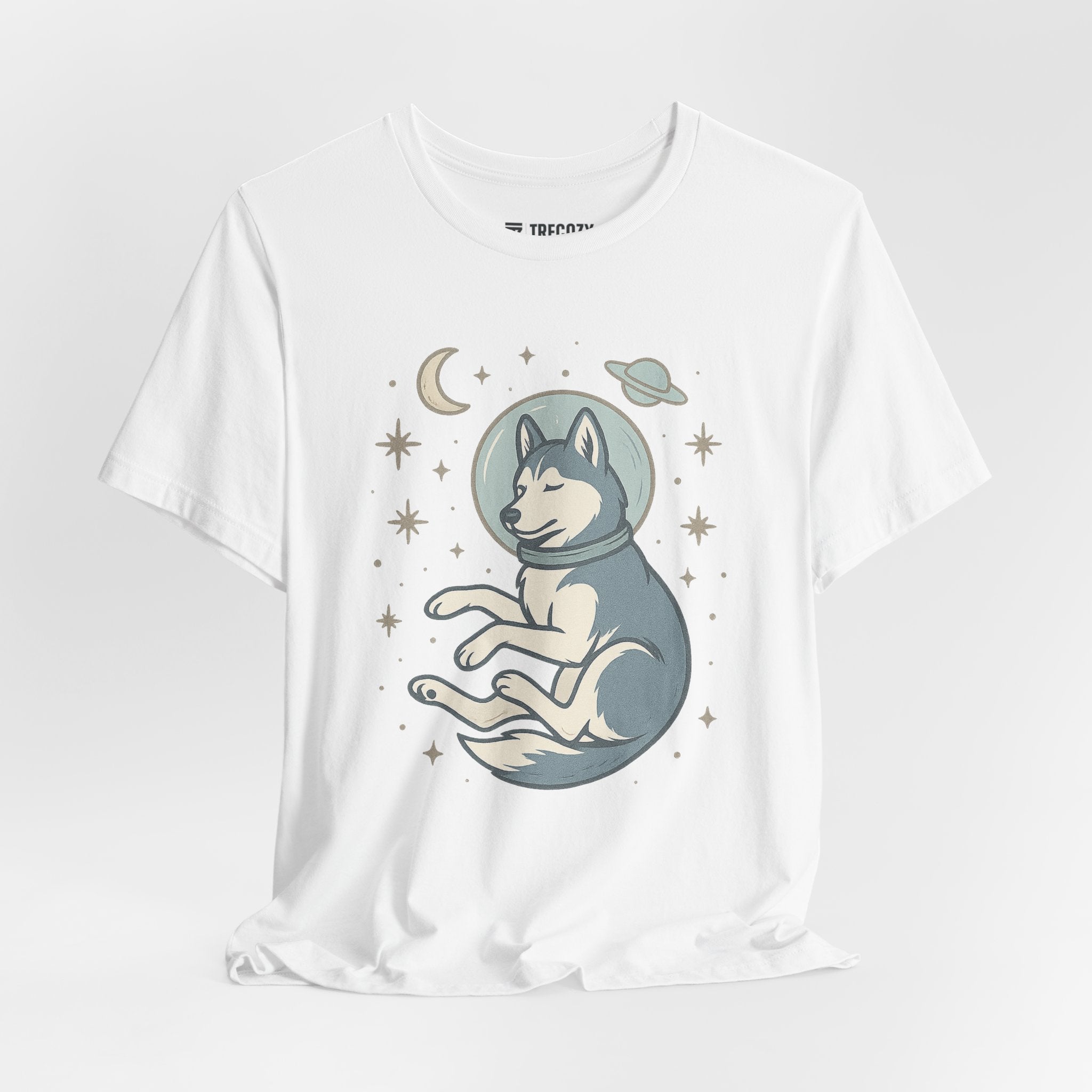 Dreaming Husky Astronaut Tee, Cozy TShirt, Gift for Pet Owners, Trending Cute Animal Top, Cute Dog Tshirt