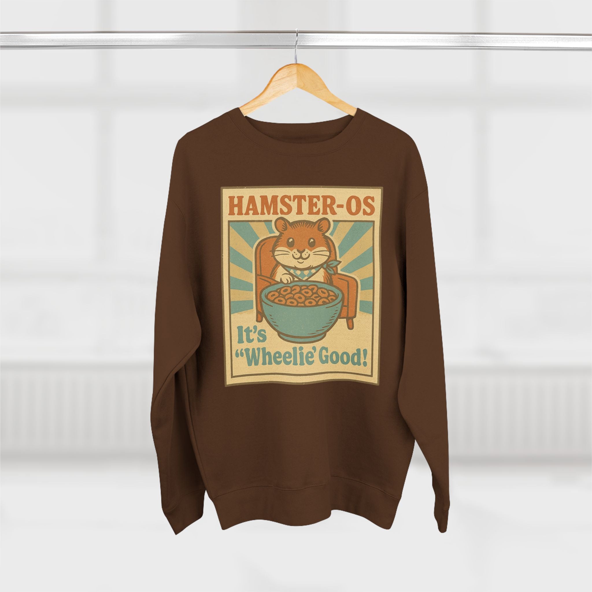 Cute Vintage Hamster Cereal Sweatshirt, Whimsical Crewneck, Unisex Gift, Cute Fall Fashion, Fun Graphic Pullover, Perfect for Animal Lovers