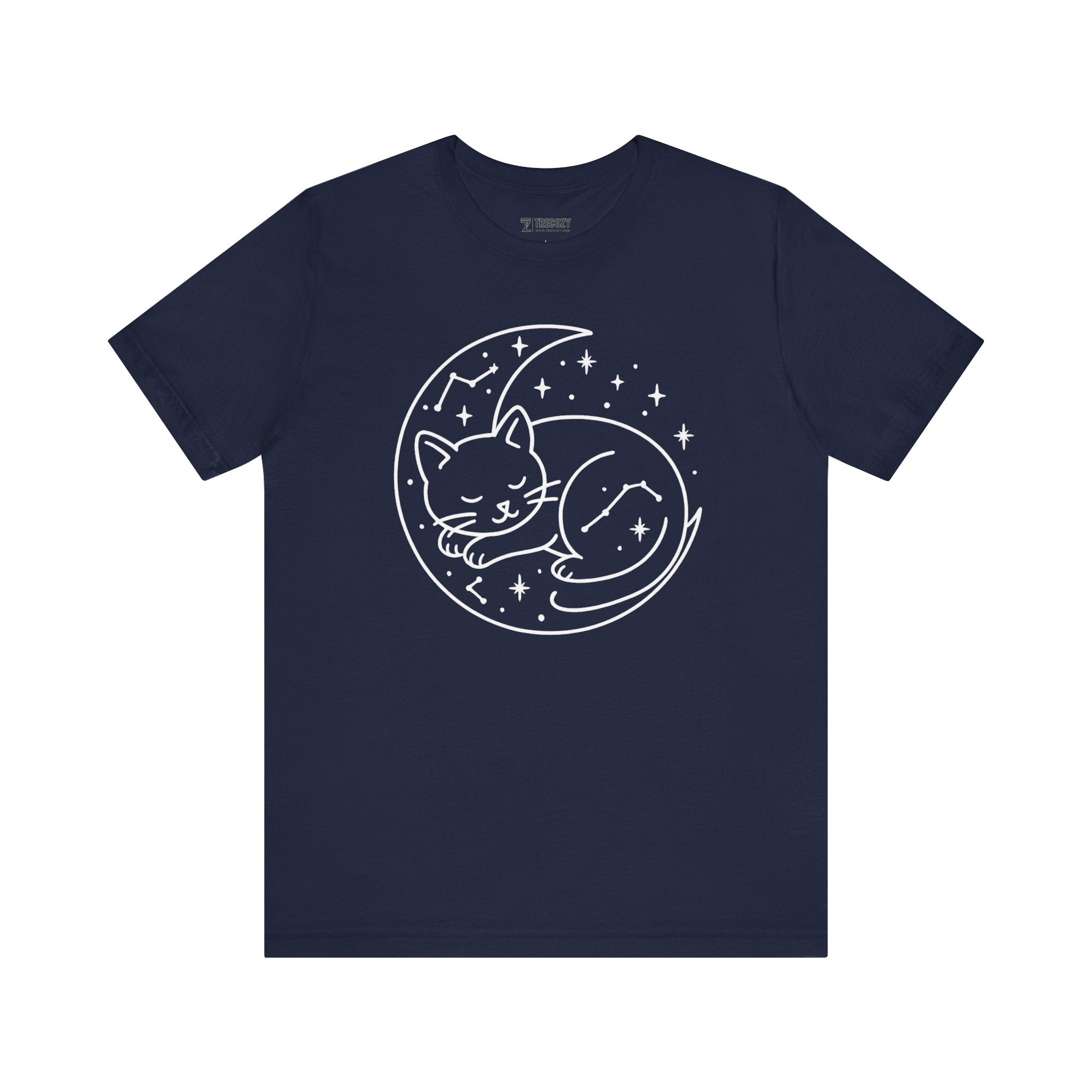 Cozy Cat Moon T-Shirt - Relaxed Tee for Cat Lovers, Perfect Gift for Birthdays, Holidays, or Casual Wear, Soft Cotton Top, Animal Lovers Tee