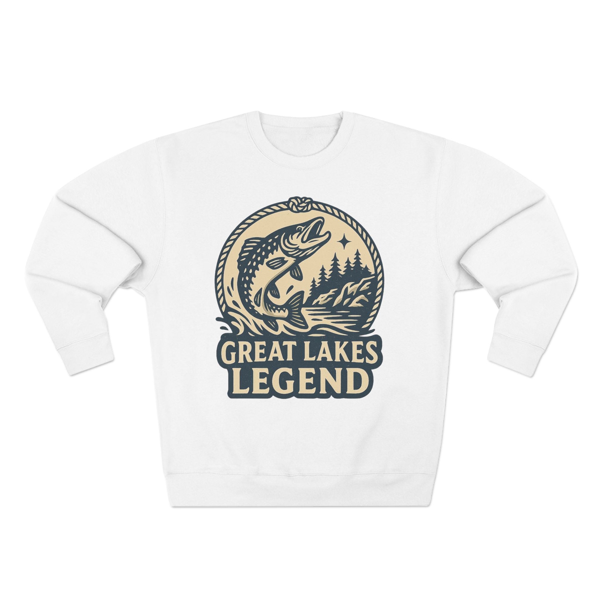 Great Lakes Legend Unisex Crewneck Sweatshirt | Cozy Outdoors Vibe, Perfect for Nature Lovers, Gift for Fishermen, Casual Wear, Fall Fashion
