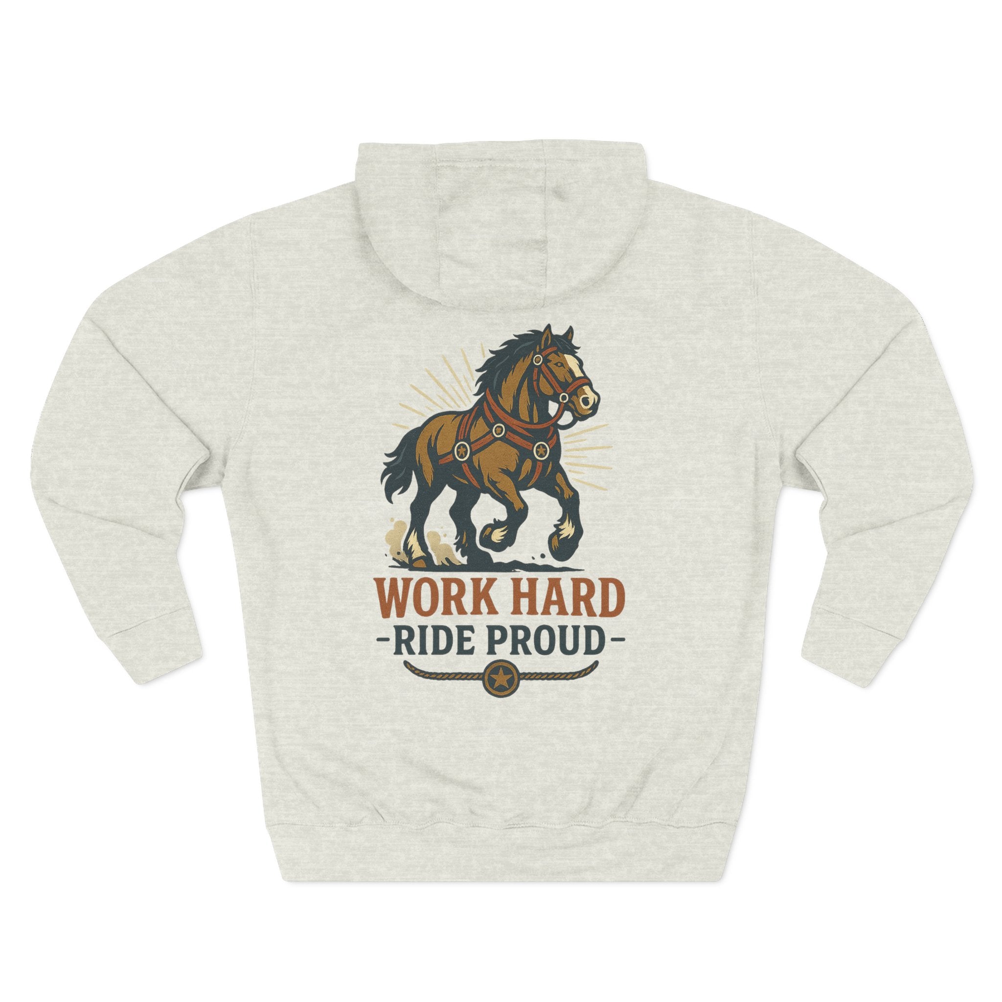 Cozy Horse Fleece Hoodie with Back Print - Cozy Fall Apparel for Outdoor Adventures, Nature Lover Gift, Warm Fall Layer, Perfect for Seasonal Celebrations