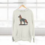 Geometric German Shepherd Signature Fleece Hoodie with Back Print - Pet Parent Gift, Cozy Dog Hoodies, Animal Lover Wardrobe, Comfortable Hooded Sweatshirt Musthaves
