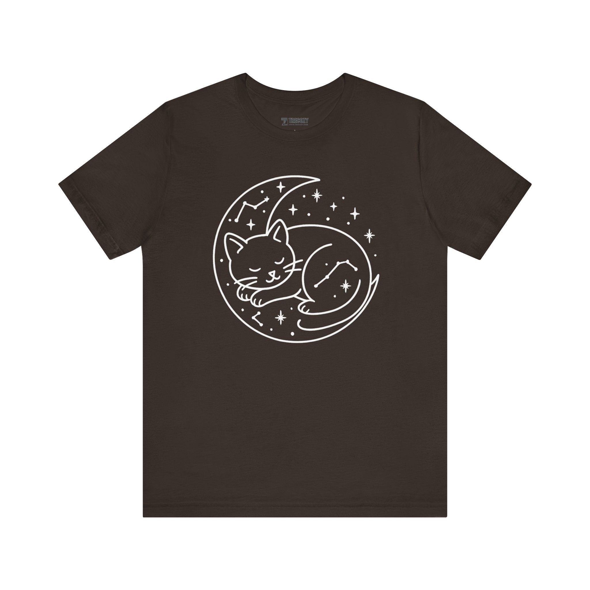 Cozy Cat Moon T-Shirt - Relaxed Tee for Cat Lovers, Perfect Gift for Birthdays, Holidays, or Casual Wear, Soft Cotton Top, Animal Lovers Tee