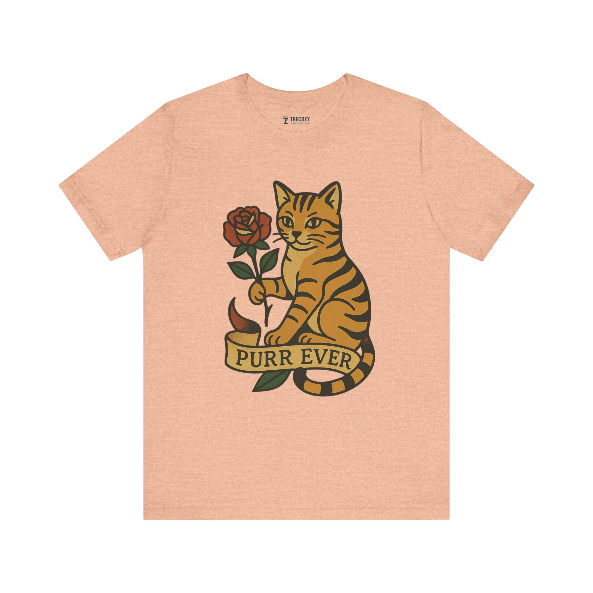 Purr Ever Cat Tee, Cozy Cat Lover Shirt, Gift for Pet Owners, Cute Animal Top, Cat with Flowers
