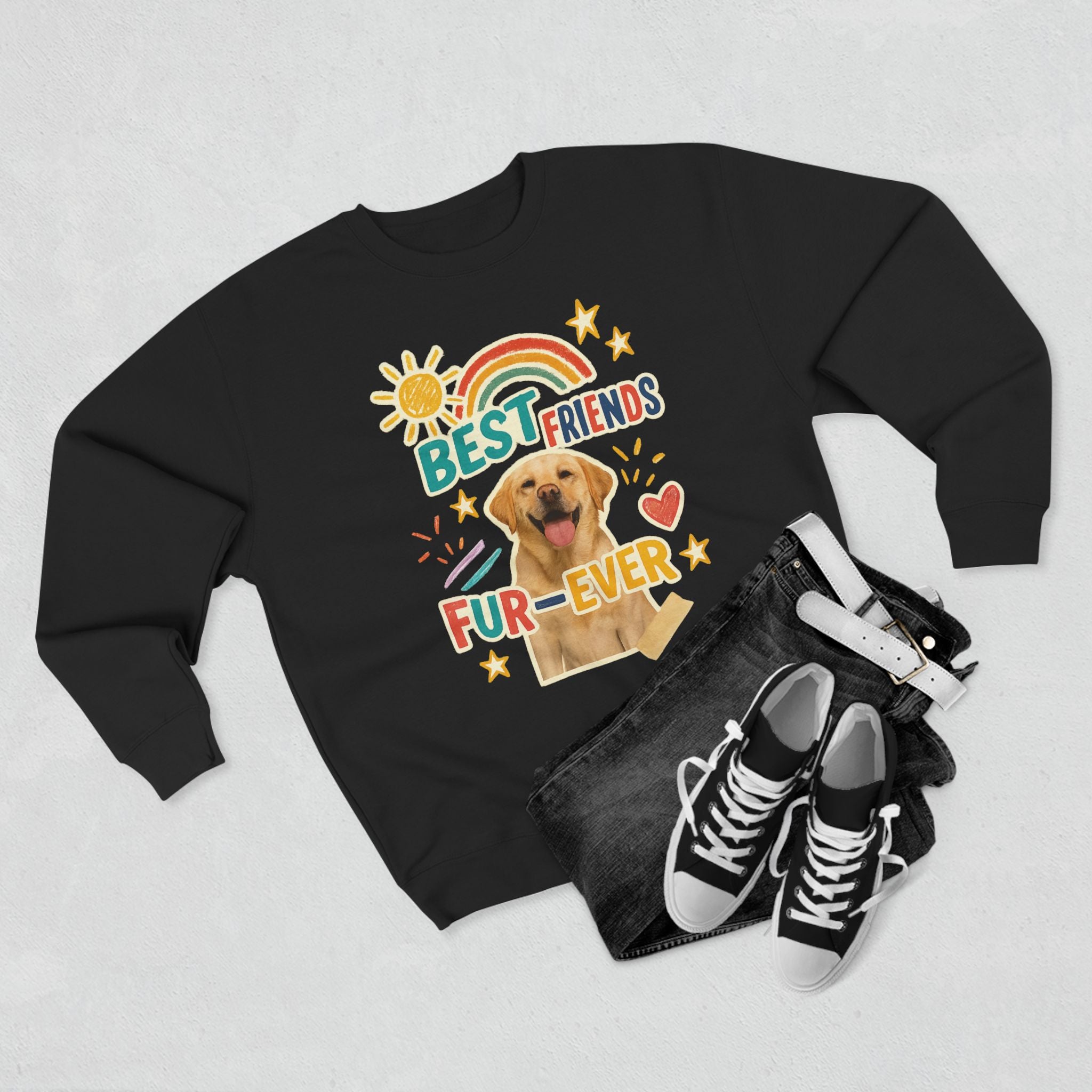 Cozy Pet-Themed Crewneck Sweatshirt - Best Friends Fur-Ever