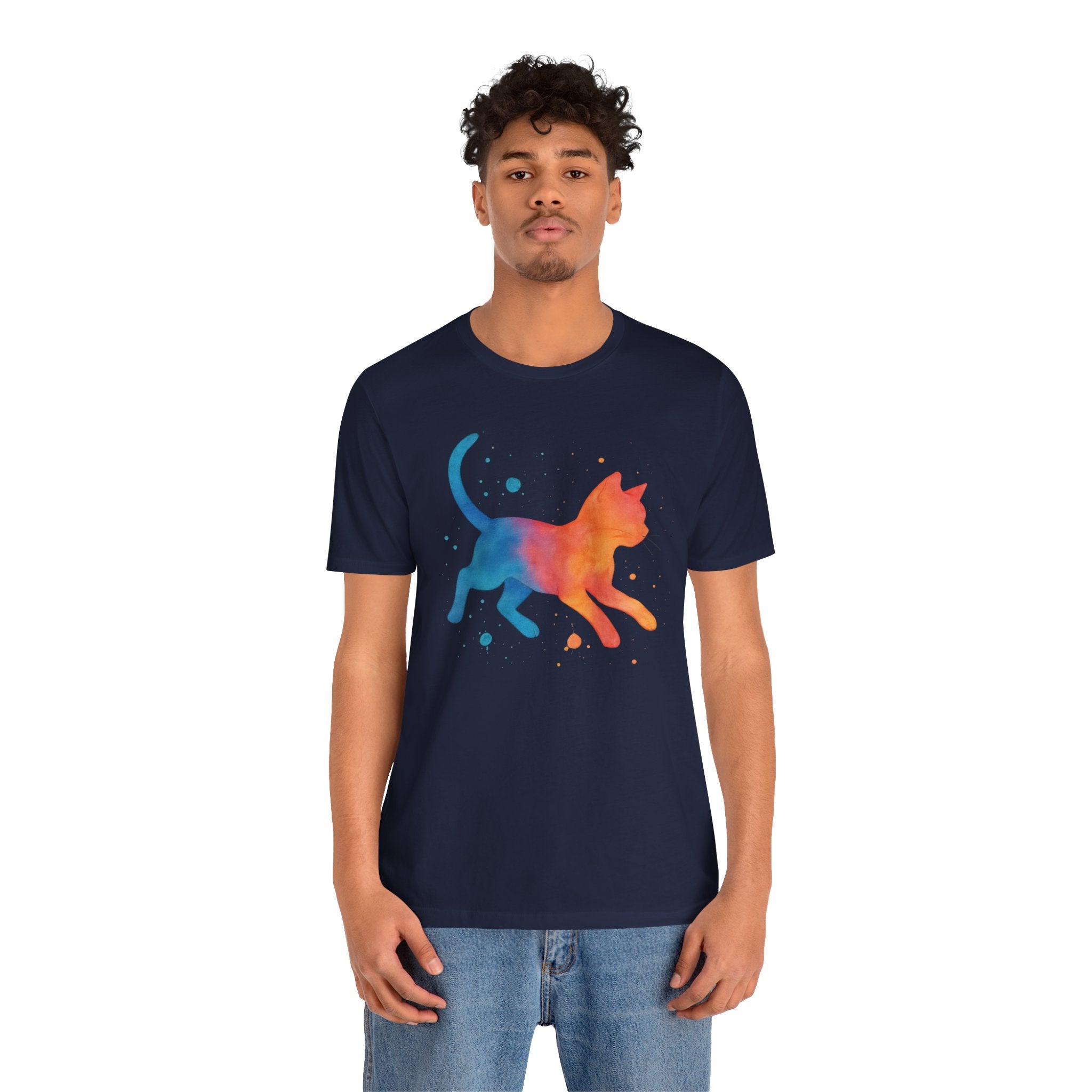 Colorful Cat Tee, Cozy Cat Lover Shirt, Gift for Pet Owners, Trending Cute Animal Top