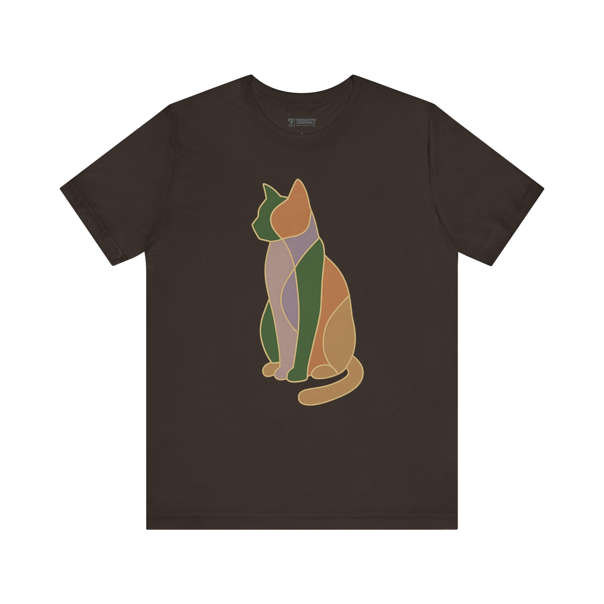 Colorful Geometric Cat Tee, Cozy Cat Lover Shirt, Gift for Pet Owners, Trending Cute Animal Top, Cute Cat Tee