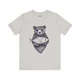 Bear with Fish – Woodland Animal T-Shirt, Nature-Inspired Graphic Tee