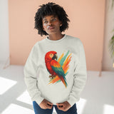 Colorful Parrot Unisex Crewneck Sweatshirt with Back Print, Gift for Bird Lovers, Cute Casual Wear, Artsy Vibe, Ideal for Cozy Days, Birthday Gift