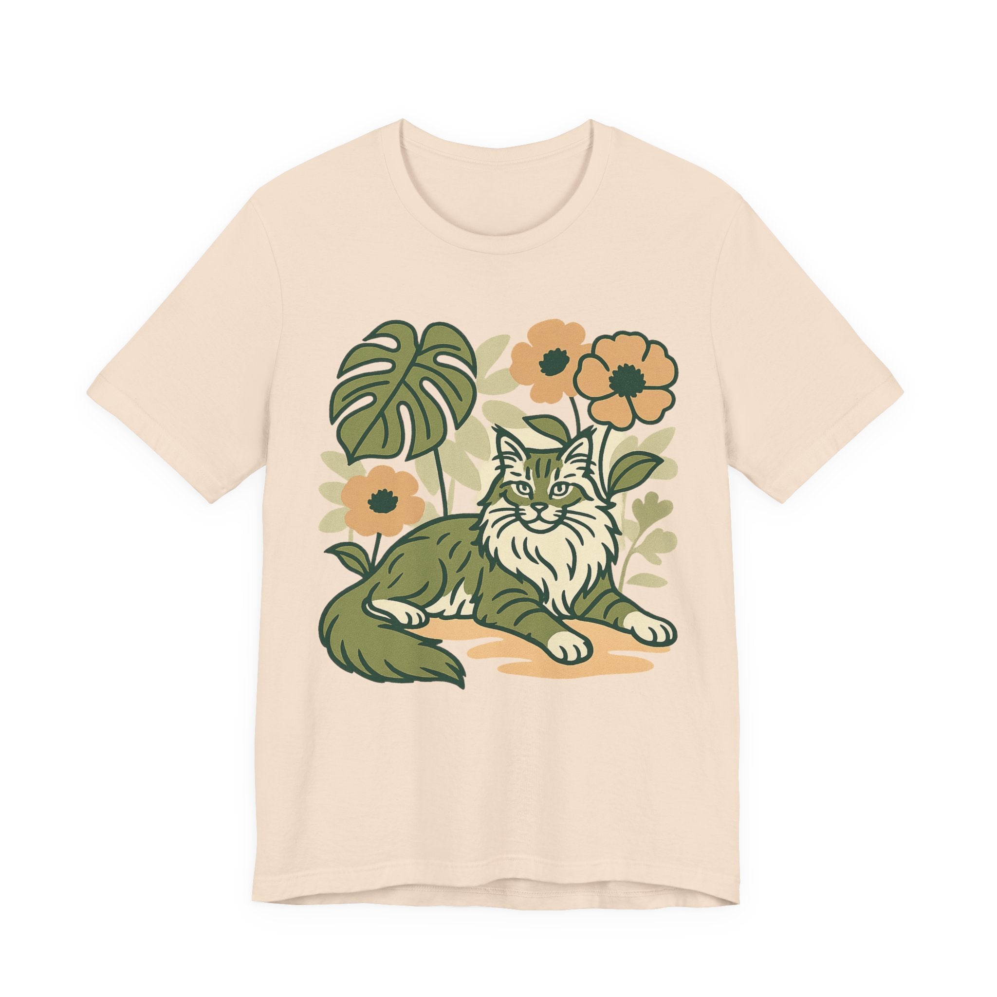 Cat with Plants Tee, Unisex Graphic Shirt, Pawsome Travel Shirt, Pet Lover Gift, Outdoor Adventure Apparel
